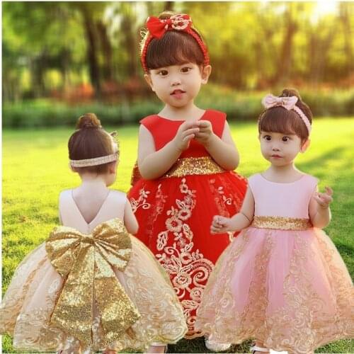 Girl Kids Bow Flower Vintage Embroidery Dress Ball Gown Clothing Headband Flower Tutu Princess Dress For Girls Vestidos Infantil