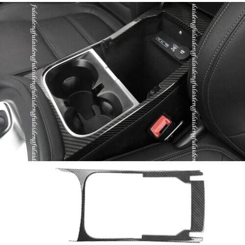For Jaguar E-PACE 2018-2020 Interior dry Carbon Fiber Central Control Water Cup Frame Trim Cover Car Accessories