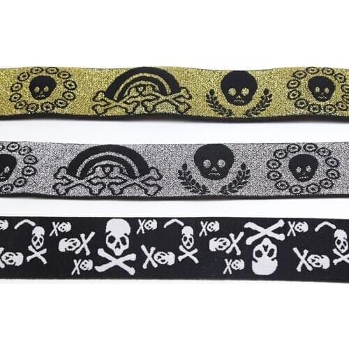 Skull pattern Elastic Bands 37MM Elastic Ribbon Clothing Bags Trousers Elastic Rubber DIY Sewing Accessories rubber band