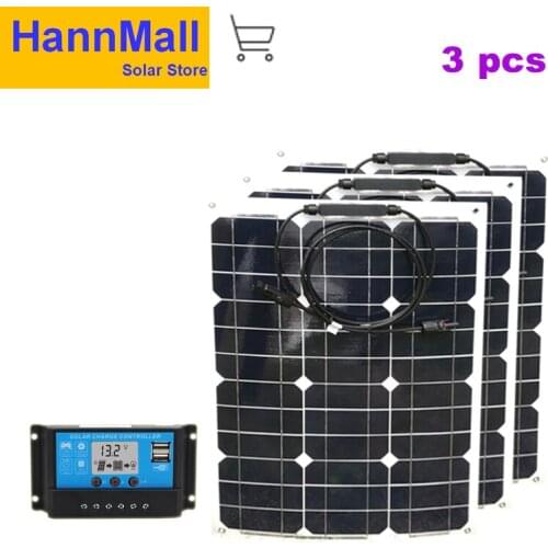HannMall Flexible Solar Panel 12v 35w Monocrystalline Solar Charger controller Battery Rv Motorhome Camping Car Caravan