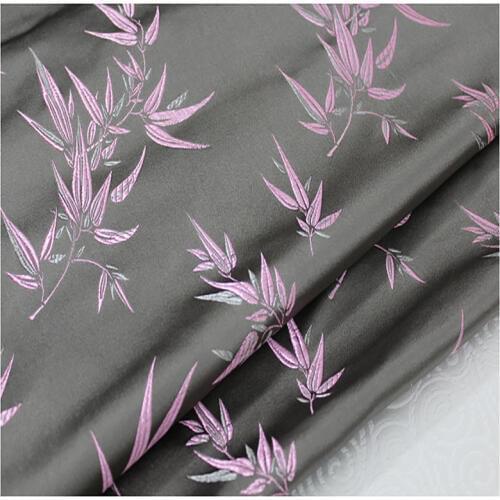 HLQON brocade Bamboo leaf gray fabric patchwork felt tissue telas bed sheet cheongsam dress children coat cloth 75cm width