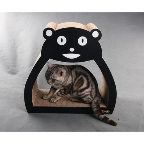 Cute Bear Face Cat Scratcher Lounge Bed Fat Cat Bed Cardboard Paper High Quality Cat Toy Scratching Pad with Catnip