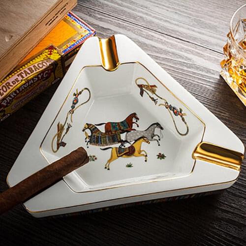 Ceramic Cigar Ashtray 3 Rest Holder Travel Cigarette Ashtrays Home Portable Luxury Outdoor Cigars Ash Tray