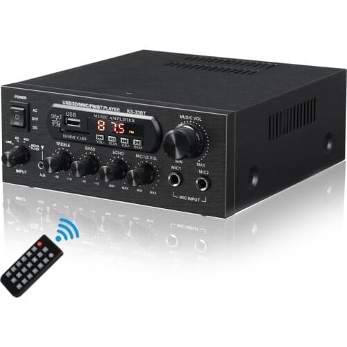 KS-33BT Hifi Digital Amplifier bluetooth Stereo LED Digital Sound Amplifiers USB Memory Card Aux FM Radio 2x450W Amplificador