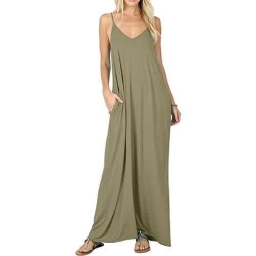 Summer Solid Color Sleeveless Sling Sexy Dress Women Clothes Casual Pocket Strapless Dresses Loose Plus Size Ladies Party Dress