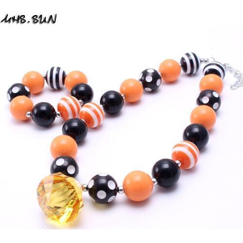 MHS.SUN Halloween Style Girls Kids Chunky Beads Necklace Bracelets Set Festival Child Baby Chunky Jewelry Set For Party Gifts