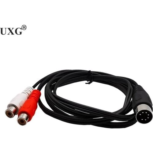 0.5m 1m 1.5m MIDI Cable 7-Pin DIN Male to 2 Dual RCA Female Plug Audio Cable 7pin to 2 x RCA