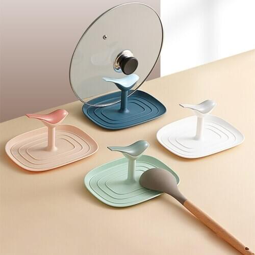 Multifunction Spatula Ladle Shelf Bird Shape Pot Lid Soup Spoon Non-Slip Holder Rack Cookware Pad Kitchen Storage Gadgets