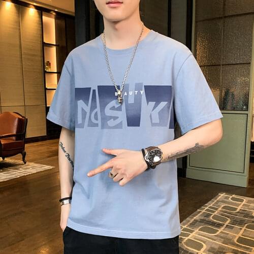 Mens Fashion Summer Loose Printed T Shirt Casual Loose O-neck Men Tshirt Short Sleeve Cotton T-shirt Male Hip Hop Tee Shirts