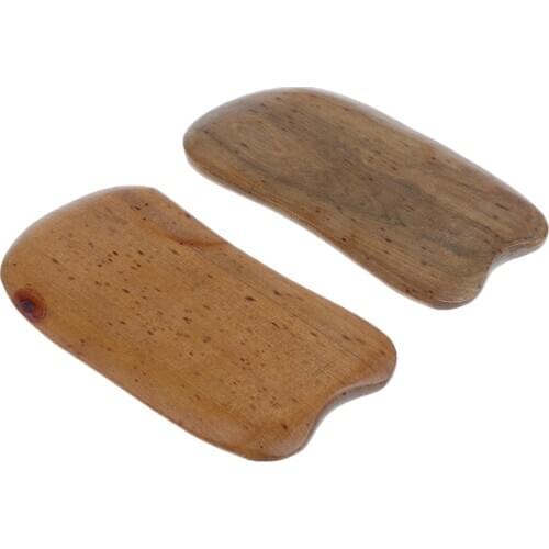 2 Pcs Wooden Gua Sha Scraping Massage Tool Kit, Natural Sandalwood Gua Sha Board Acupuncture Point Massager, 10.7*5.9cm