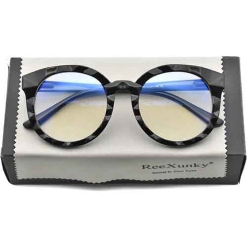 ReeXunky Unisex Anti Blue Rays Computer Glasses Women Fashion Round Frame Blue Light Coating Eyewear Men Anti Eyestrain Eyeglass