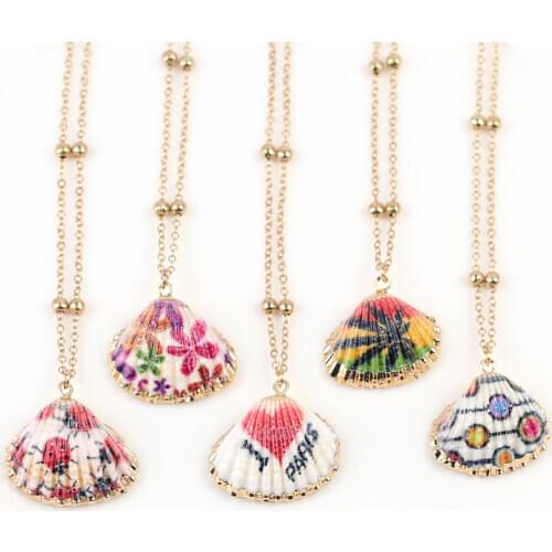 New Painted Shell Necklace Choker For Women Bohemian Shell Cowrie Pendant Necklace Female Fashion Beach Jewelry 2021