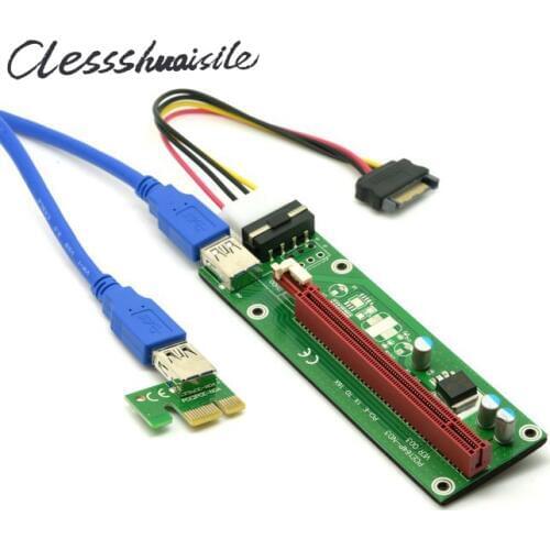 PCI-E 1x to 16x Mining Machine Enhanced Extender Riser Adapter with USB 3.0 & SATA Power Cable