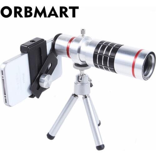 ORBMART 16X Plastic Universal Clip Zoom Telescope Telephoto With Mini Tripod For iPhone 4s 5 5s 6 6s Plus 7 Plus 8 8 Plus Lenses