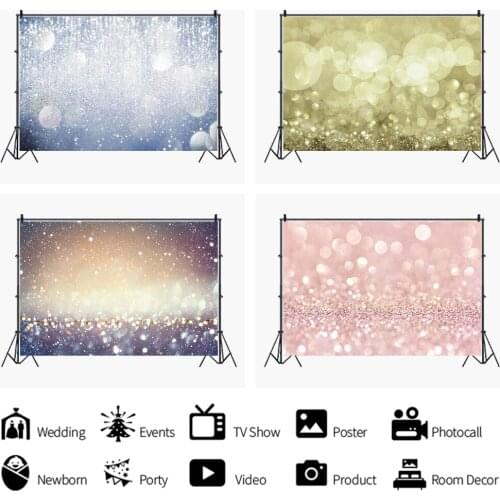 Blurred Light Spots and Shiny Silver Sequins Theme Backdrops Photo Background Decorations for Party Photography Props