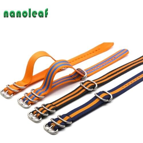 Casual Nylon Watch Band 18mm 20mm 22mm For NATO Strap Stainless Steel 5 Ring Buckle Watches Table Attachment