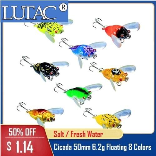 LUTAC FISHING LURE Hard Lure Cicada 50mm 6.2g fishing lures Hard Plastic Artificial Fishing Bait Fishing Tackle SwimBait