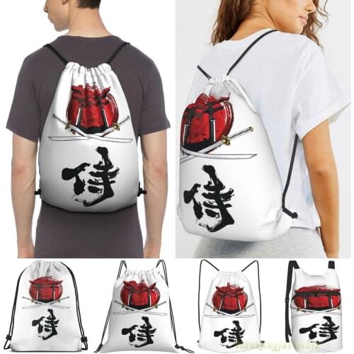 Samurai Katana Tori Gate Kanji Men Outdoor Travel Gym Bag Waterproof Drawstring Backpack Women Fitness Swimming Bag