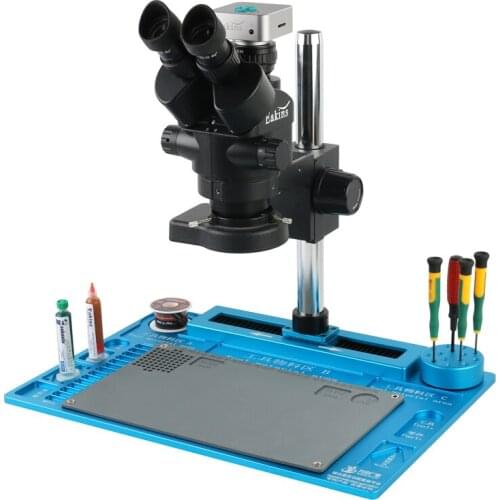 7X-45X Zoom Simul Focal Trinocular Stereo Microscope + 36MP 38MP VGA HDMI USB Video Camera + Aluminum Alloy X Y Stand Work Table