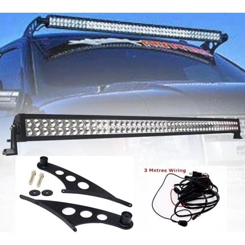 Upper Roof Windshield 50 Inch LED Light Bar Mount Brackets With Straight Led Light Bar for 2009-2014 Ford F150 SVT Raptor