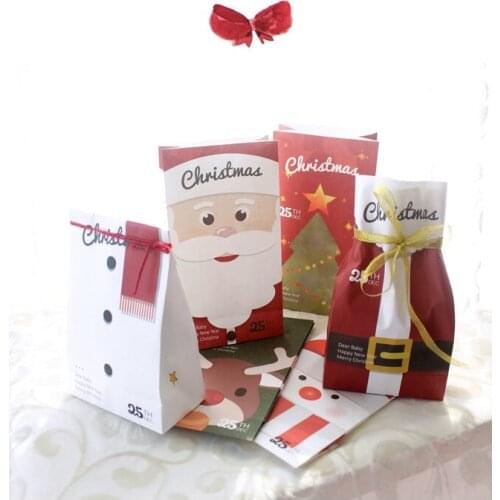 Merry Christmas Gift Bags Candy Paper Bag Cute Bread Cookies Baked Food Packaging Bags 12*6*22CM WB957