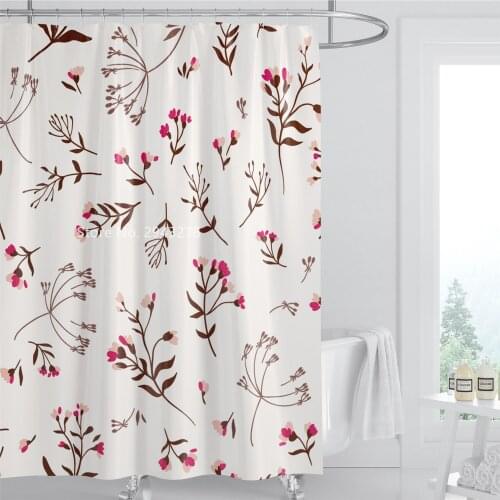 Leaf Series Pattern Waterproof and Mildewproof with Hook Washable Plant Shower Curtain Home Bathroom Decoration Color Printing