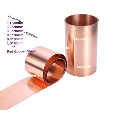 High quality Thick 0.1/0.2/0.3/0.5/0.8/1mm*W20mm, L=3meters, T2 Purple Copper Foil without Glum, copper sheet Mpa(295)