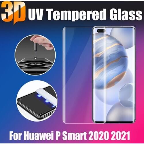 Privacy Anti-Blue UV Tempered Glass For Huawei P Smart 2020 2021 Liquid Full Glue Screen Protector For P Smart Plus 2018 2019 Z