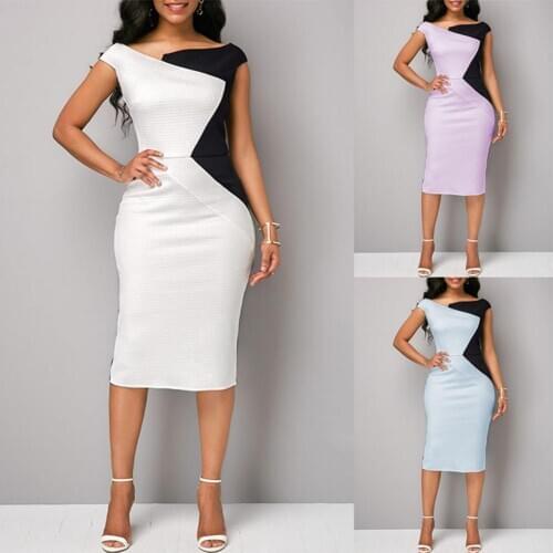 Plus Size Fashion Women Color Block Sleeveless Irregular Bodycon Midi Dress