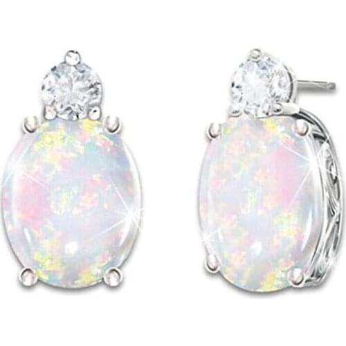 Exquisite 925 Sterling Silver Ring Fashion Accessories Luxury Opal Female Diamond Earrings Diamond Engagement Jewelry