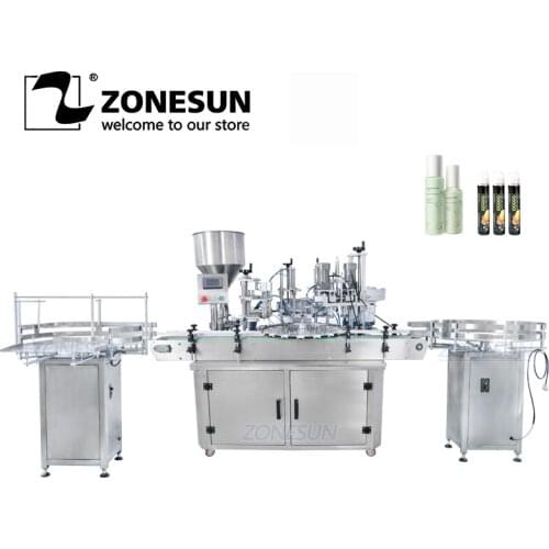 ZONESUN Full Automatic Aloe Essence Ampoule Cosmetic Liquid Bottle Filling And Capping Machine Production Line