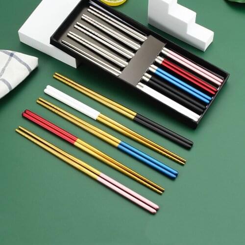 1pair 18/8 Stainless Steel Anti Skid Dragon Chopsticks Sushi Metal Iron Portable Chinese Healthy Food stick Tableware
