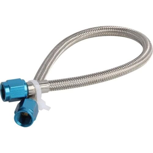 12 Inches Nitrous Stainless Steel Braided Hose with -4AN Blue Fittings Lined Stainless Steel Hose