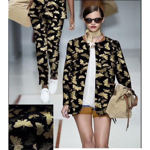 145cm width fashion Butterfly style Metallic Jacquard Brocade Fabric,3D jacquard yarn dyed fabric for Womens Coat Dress Skirt