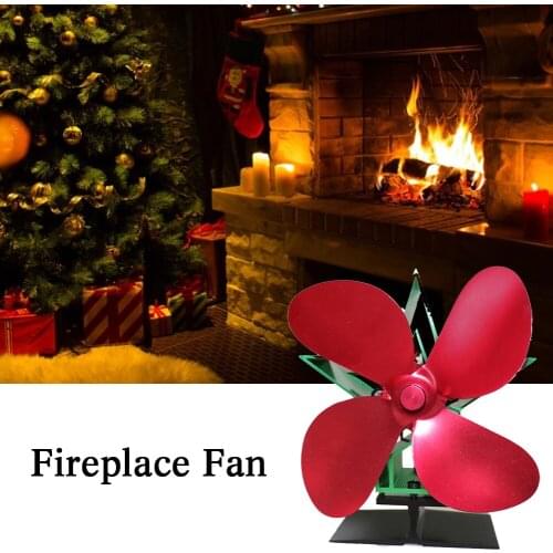 4 Blades Large Air Flow Heat Stove Fan Fireplace Heat Distribution Gas Stove Fans Firewood Burners Home Fireplace Parts Graceful