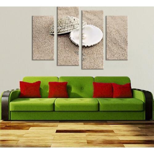 Free shipping 4PCS Shell pearl beach Wall painting print on canvas for home decor ideas paints on wall pictures art No framed