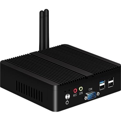 Fanless Mini PC Intel Celeron J1900 Quad-Cores Windows Linux 4xUSB 2xRS232 HDMI VGA WiFi Embedded Industrial Micro Computer