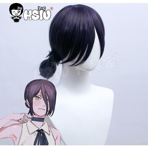 「HSIU Brand」Reze Wig Anime Chainsaw Man Cosplay Black and purple short hair Fiber synthetic wig+ Free Brand wig cap