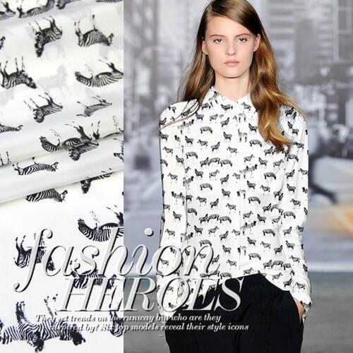 CNUM SCD052 100% Natural Silk Crepe De Chine/Little Cute Zebra/Silk Fabric /Width 1.25yd Thickness 14mm