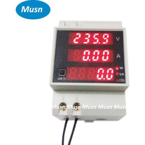 Din rail LED display voltmeter ammeter with active and reactive power and power factor Din-railAC 80-300V 0-100A