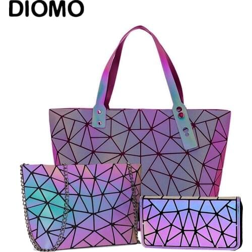 DIOMO Purses and Handbags Set Fashion Reflective Women Tote Bags Women Bags Designer Geometric Shoulder Bag