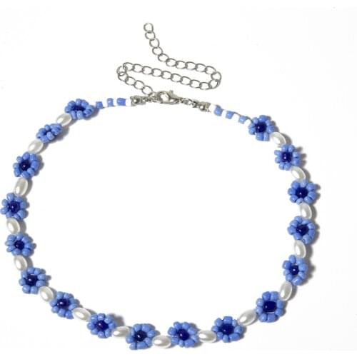 Europe And America Bohemian Handmade Geometric Simple Daisy Pearl Necklace For Women Fashion Jewelry