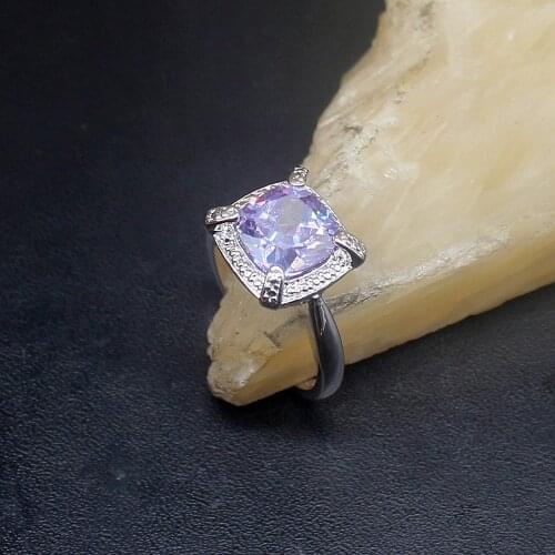Gemstonefactory Jewelry Big Promotion Single Unique 925 Silver Delicate Purple Amethyst Women Men Gifts Rings 7# 20213105
