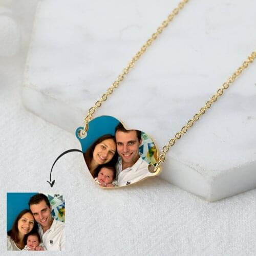 MYDIY Personalized Heart Photo Pendant Stainless Steel Photo Jewelry Silver Necklace Custom Photo Necklace Picture pendant