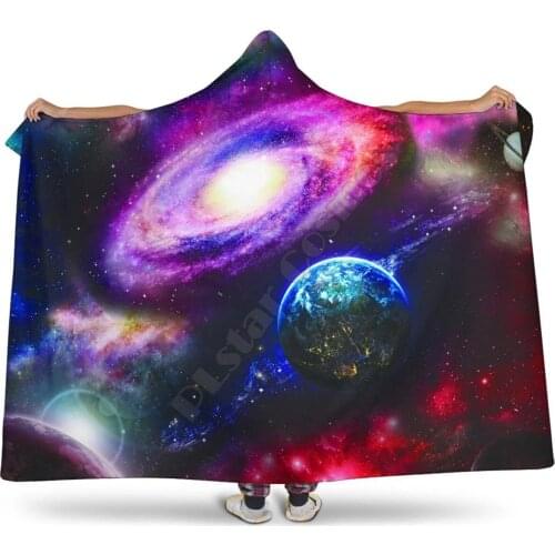 Cosmos Hooded Blanket Adult colorful child Sherpa Fleece Wearable Blanket Microfiber Bedding style-1