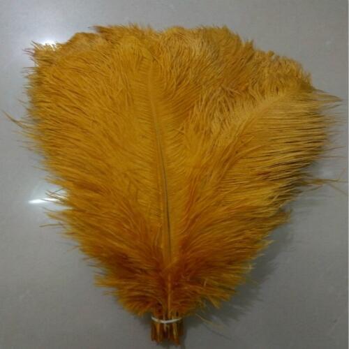 Beautiful golden ostrich feather 100 pcs feather length 8-10 inches / 20-25 cm Wedding Decoration Free Shipping