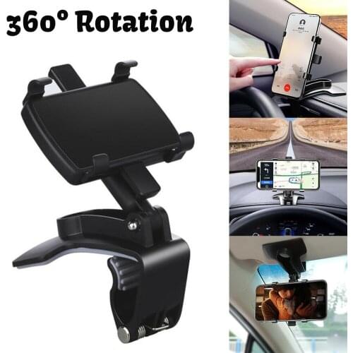 Mount Car Mobile phone holder Adjustable Angle Black Clip On Dashboard