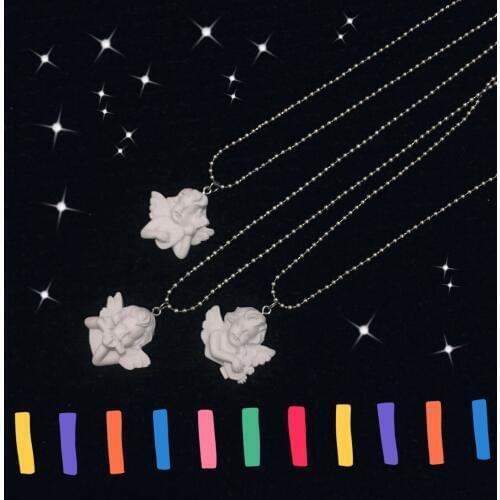 Cute Cupid Angel Pendant Stainless Steel Necklace, Long Chain Baby Shaped Jewelry Sweetheart for Women Man Friendship Girl Gifts