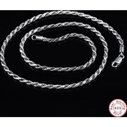 Solid color 925 sterling silver colour mens chain long necklace S925 Thai silver colour jewelry mens charm necklace no pendant