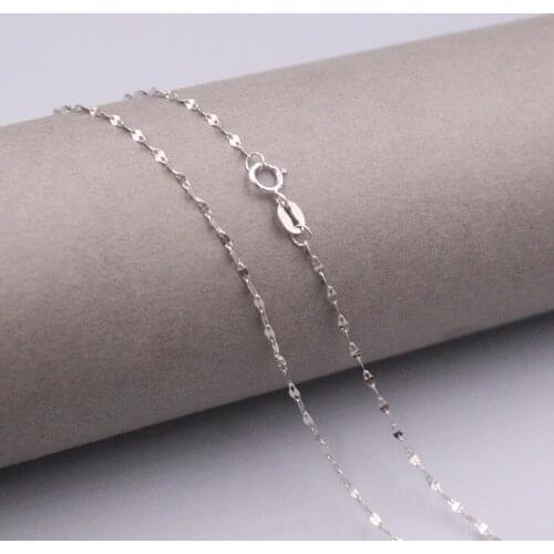 New Pure Solid 18K White Gold Necklace 1.1mm Link Chain Necklace 15.74"’L